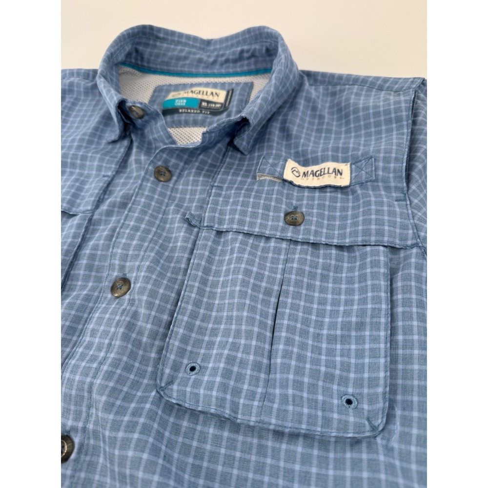Magellan Outdoors Kids Blue Plaid Short Sleeve Fishing Shirt Size XL 18-20 - Picture 7 of 9